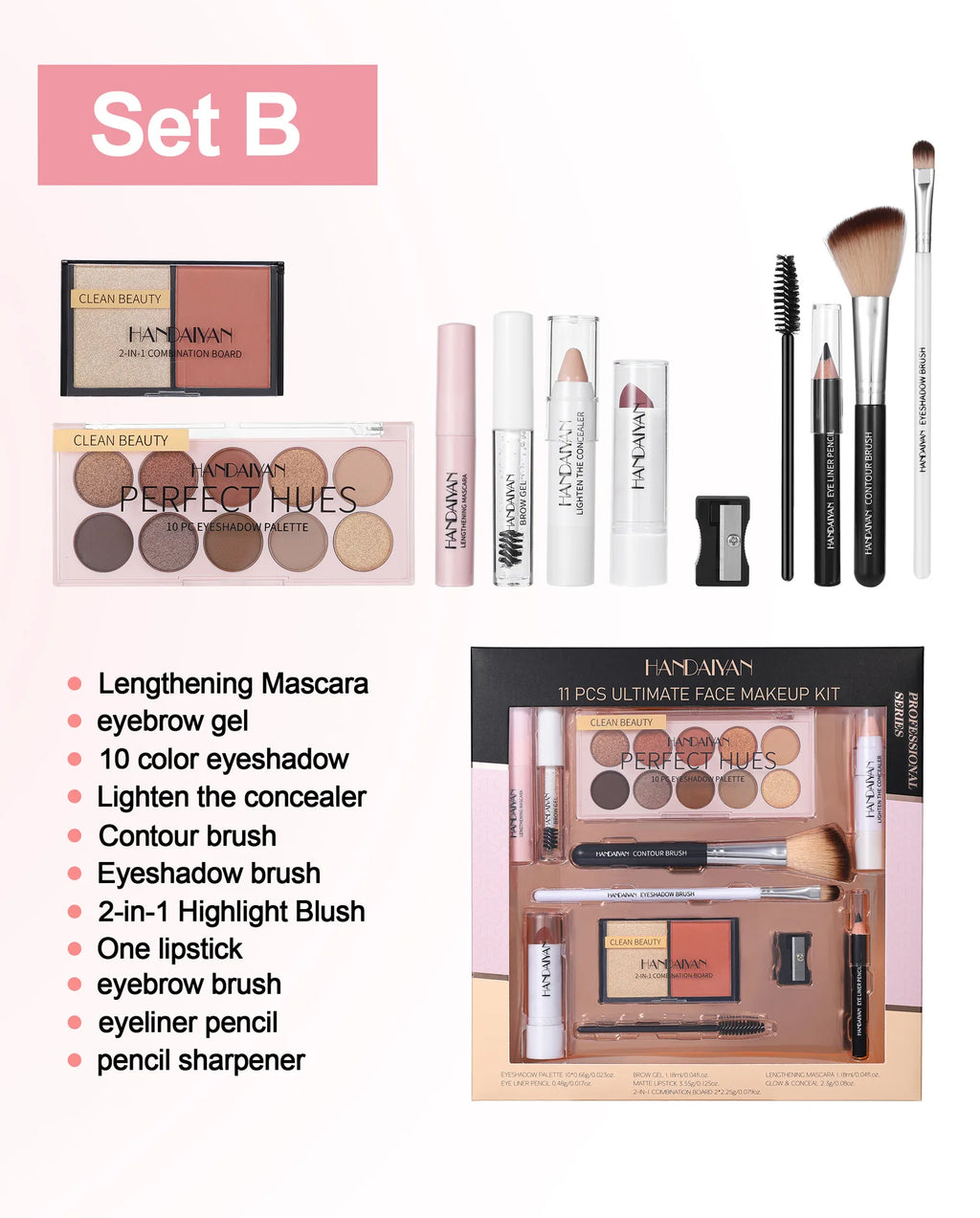 Glaze & Gloss Professional 11-Piece Full Makeup Kit