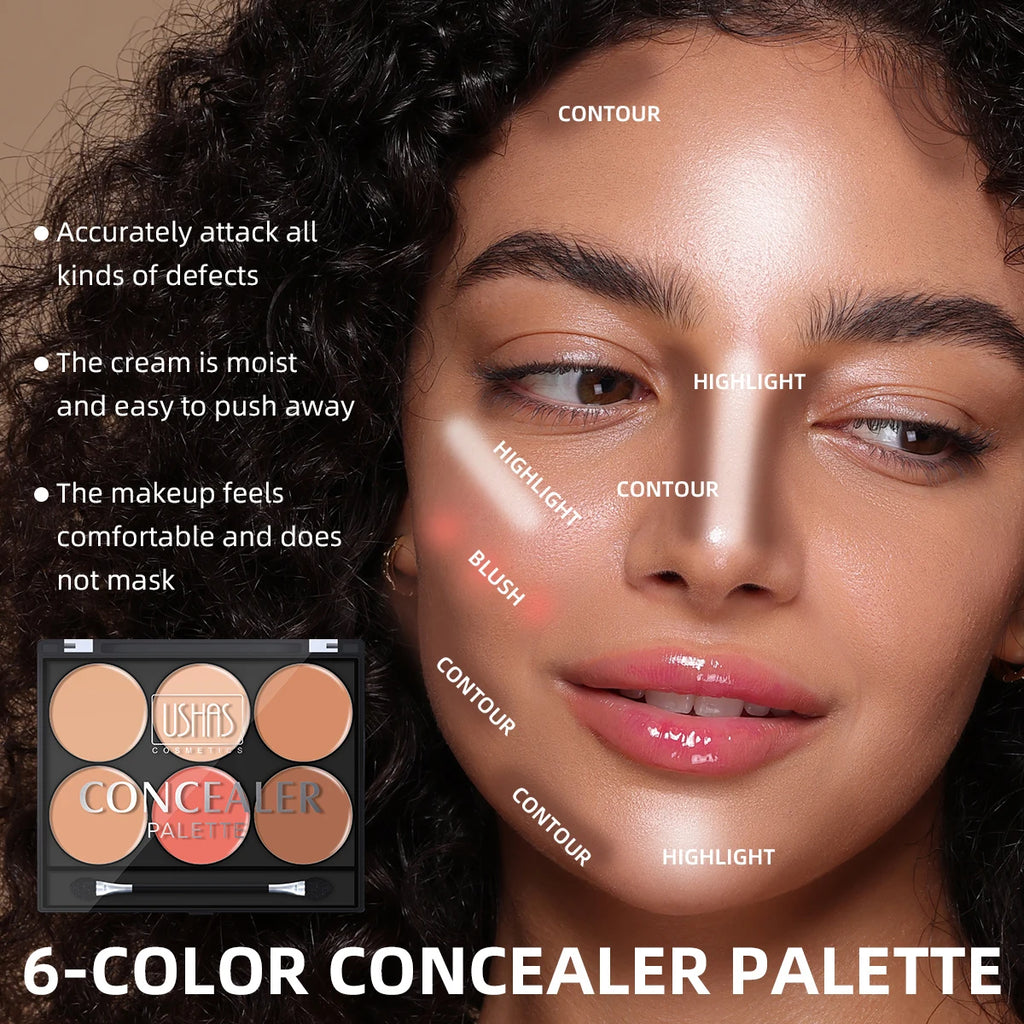 Glaze & Gloss USHAS 6-Color Flawless Concealer & Contour Palette