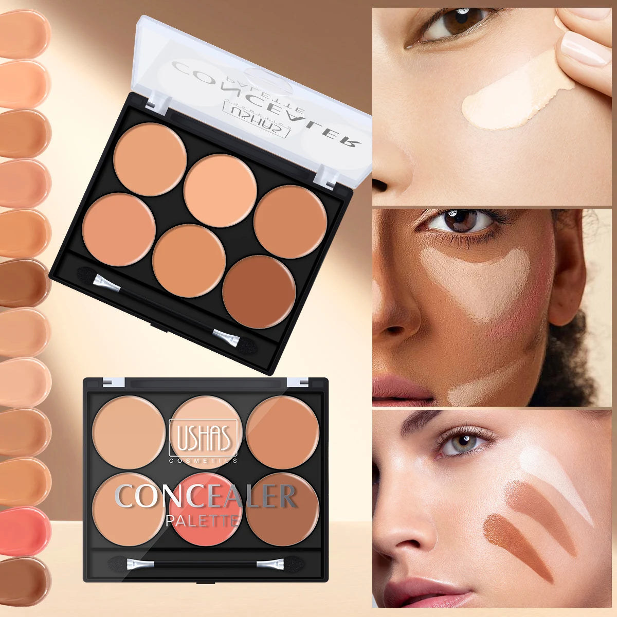 Glaze & Gloss USHAS 6-Color Flawless Concealer & Contour Palette